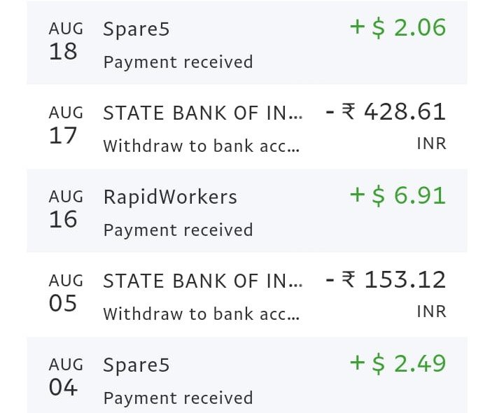 A proof of Payment from Rapidworkers